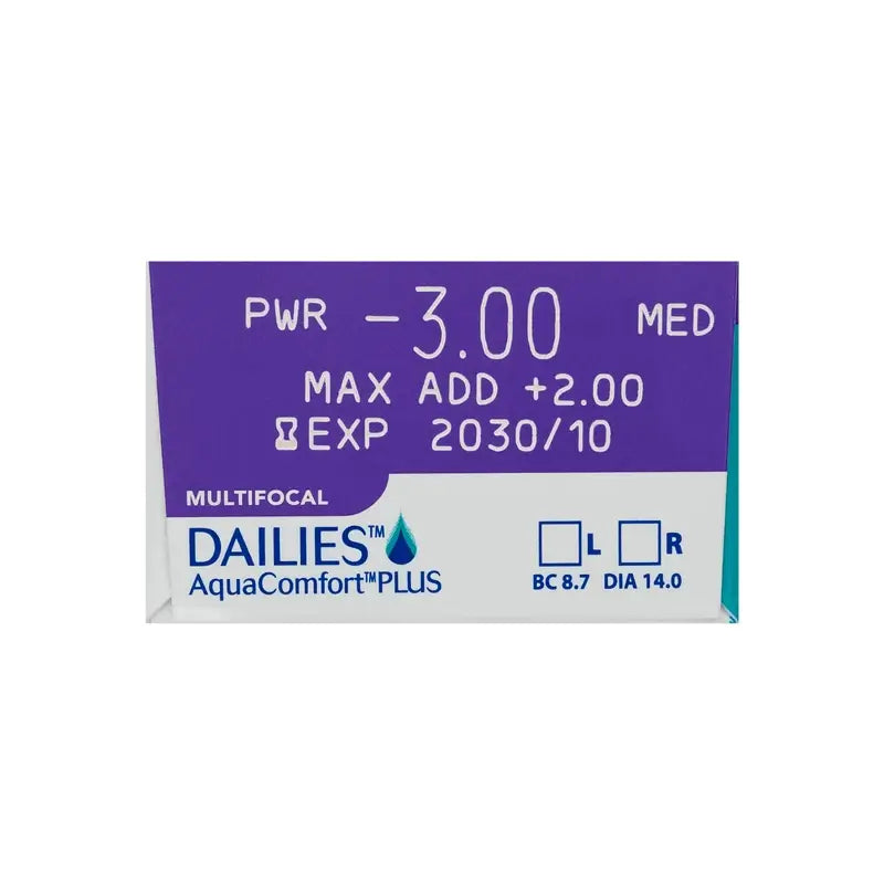 Lentilles multifocales quotidiennes Dailies AquaComfort Plus, 30 unités