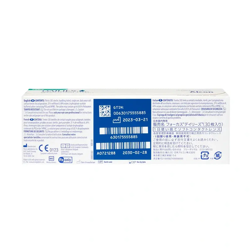 Lentilles quotidiennes toriques Dailies AquaComfort Plus , 30 pièces