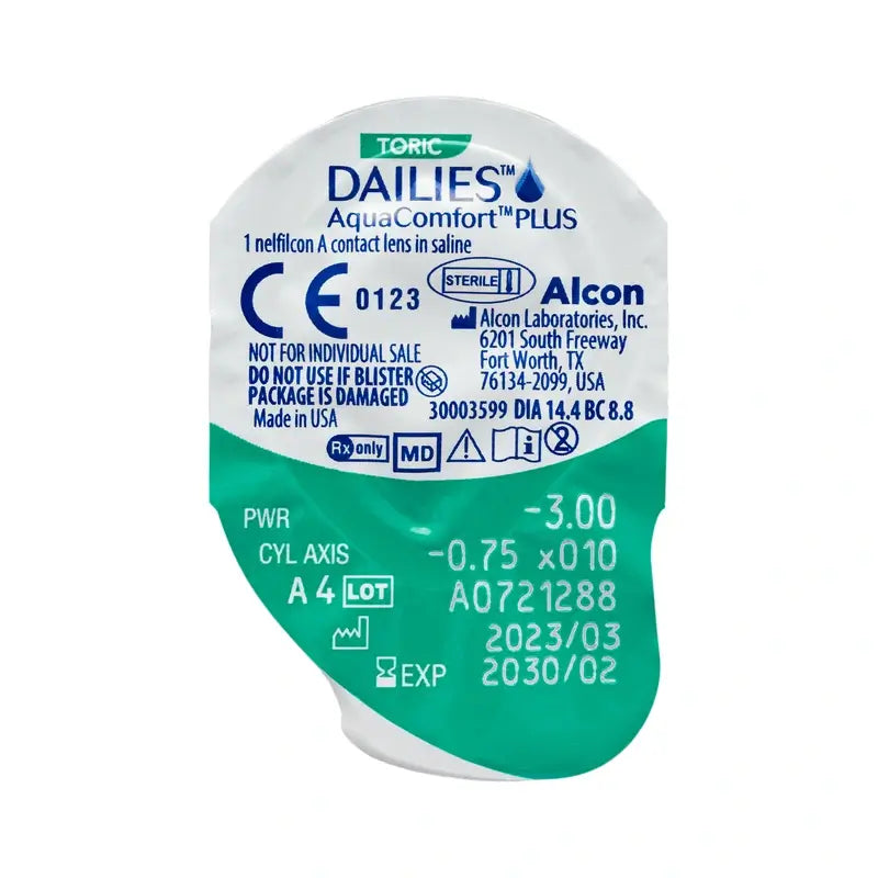 Lentilles quotidiennes toriques Dailies AquaComfort Plus , 30 pièces