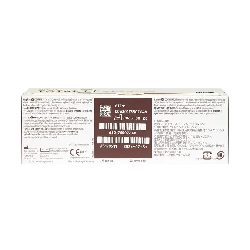 Lentilles sphériques journalières Dailies Total1, 30 unités