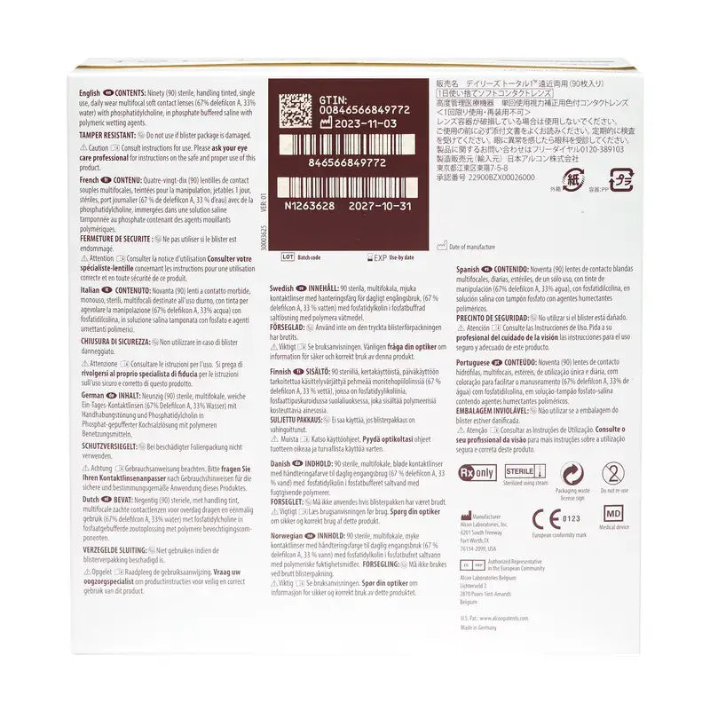 Lentilles multifocales journalières Dailies Total1, 90 unités