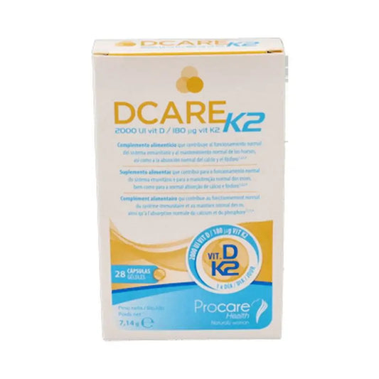 Dcare K2 2000 Iu Vitamine D3, 28 perles