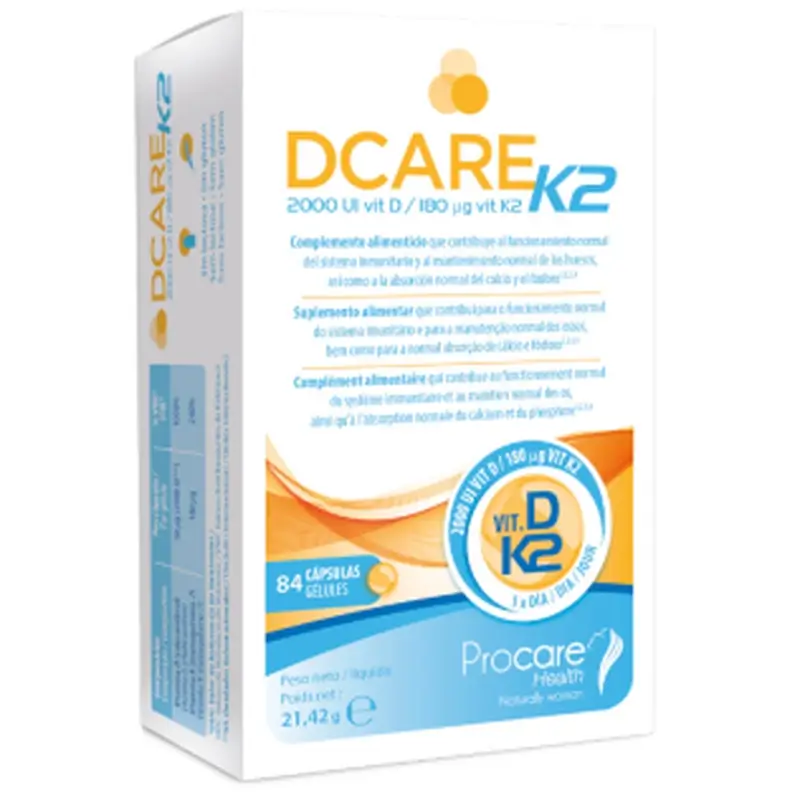 Dcare K2 2000 Iu Vitamine D3, 84 perles