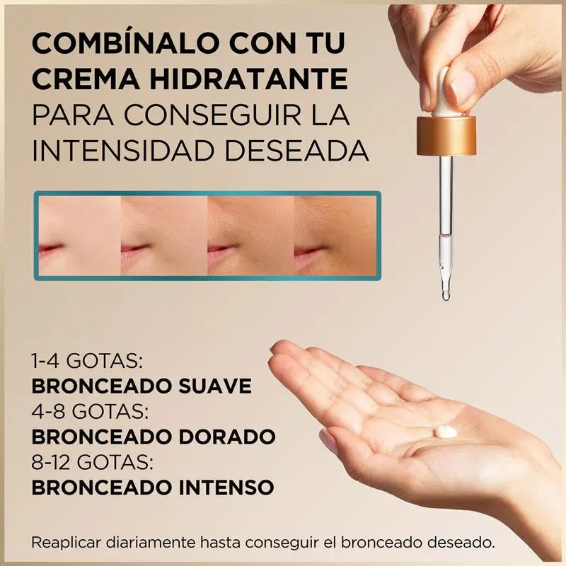 Delial Natural Bronzer Gouttes autobronzantes pour le visage à l'acide hyaluronique et à l'eau de coco - 30 Ml