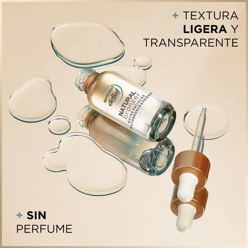 Delial Natural Bronzer Gouttes autobronzantes pour le visage à l'acide hyaluronique et à l'eau de coco - 30 Ml
