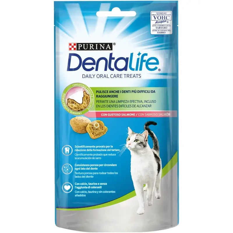 Dentalife Feline Dailyoral Care Salmon Flavor 8X40Gr, snack pour chats