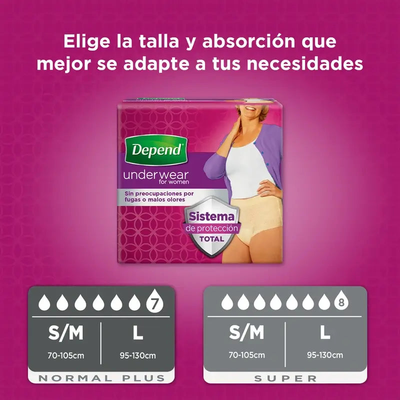 Depend Couche Adulte Normal L pour Femmes, 9 pcs.
