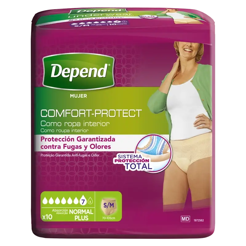 Depend Normal S/M Adult Diaper Women , 10 pieces