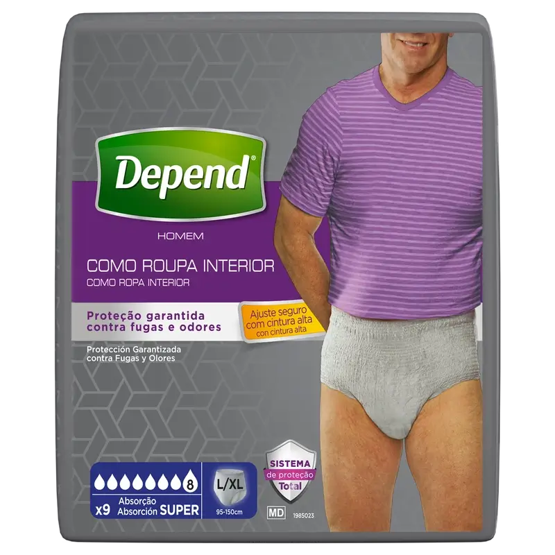Depend Super L/Xl Couche Adulte Homme, 9 pcs.