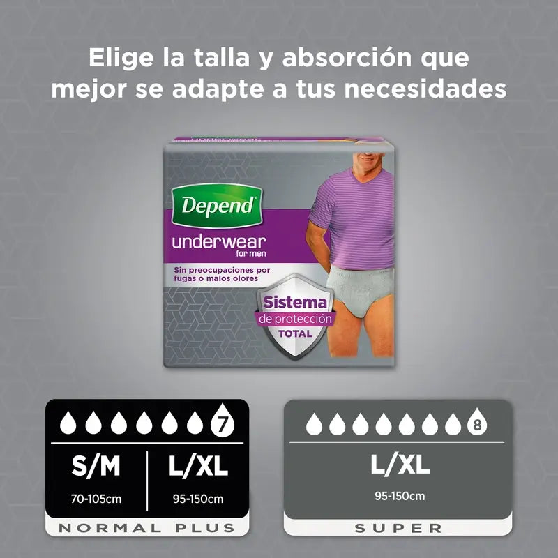 Depend Super L/Xl Couche Adulte Homme, 9 pcs.