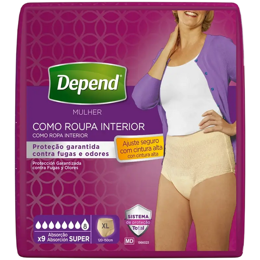 Depend Super Xl Couche Adulte pour Femmes, 9 pcs.