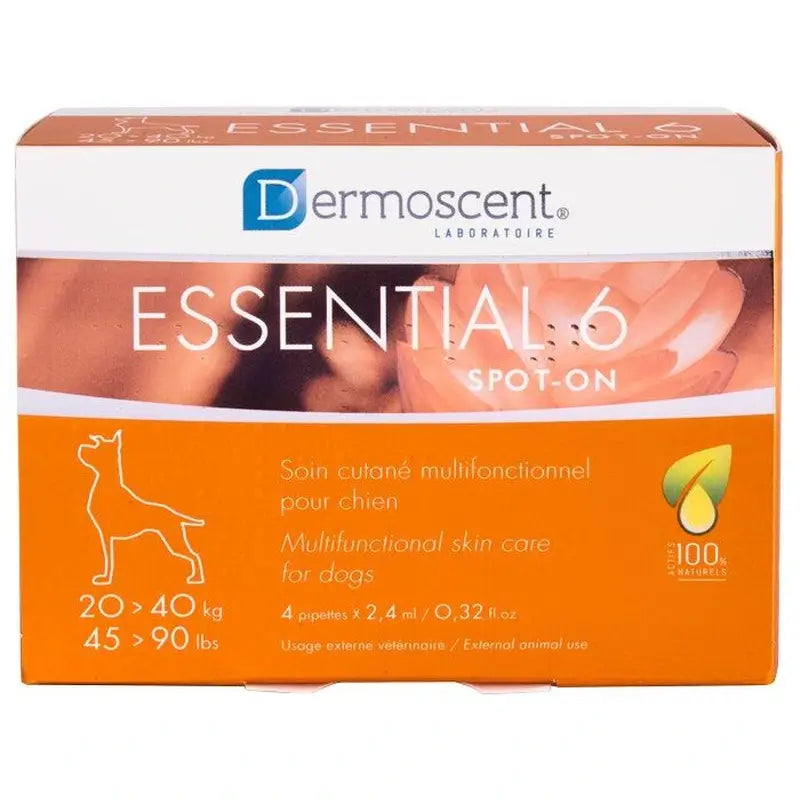 Dermoscent Essential 6 Spot-On pour chien de 20 à 40 kg, 4 pipettes, 4 unités
