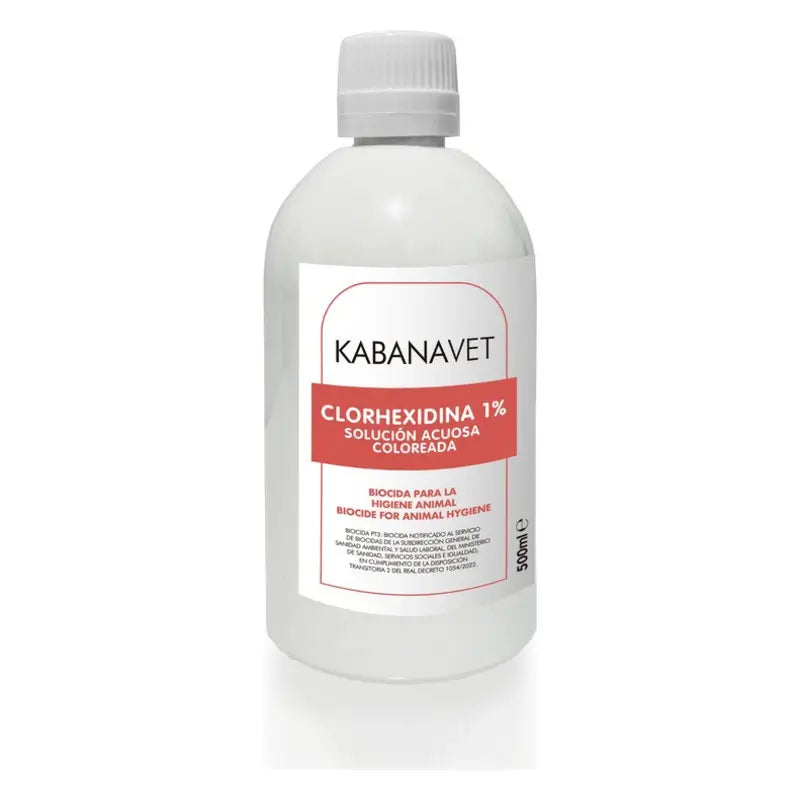 Desinclor (rouge) Solution antiseptique à base de chlorhexidine à 1 % pour usage vétérinaire, 500 ml.