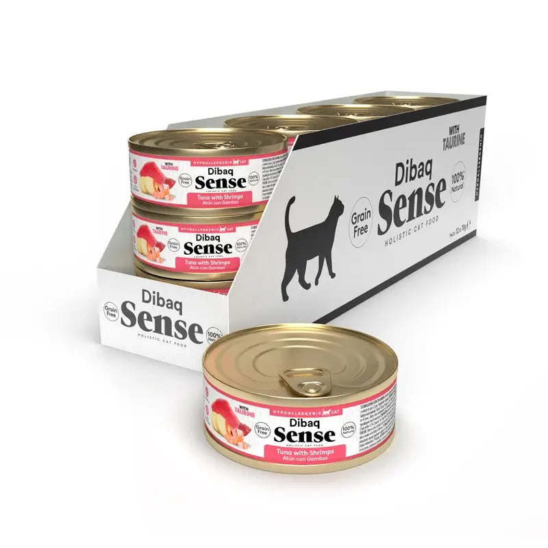 Dibaq Sense Wet Cat Food: Tuna with Prawns, 12 x 70 g