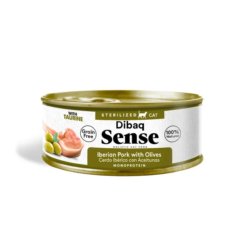 Dibaq Sense Wet Cat Food for Neutered Cats – Iberian Pork with Olives, 12 x 70 g