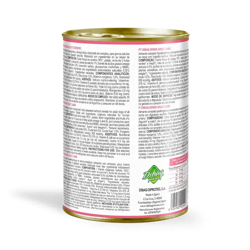 Dibaq Sense Wet Dog Food – Lamb, 12 x 380 g