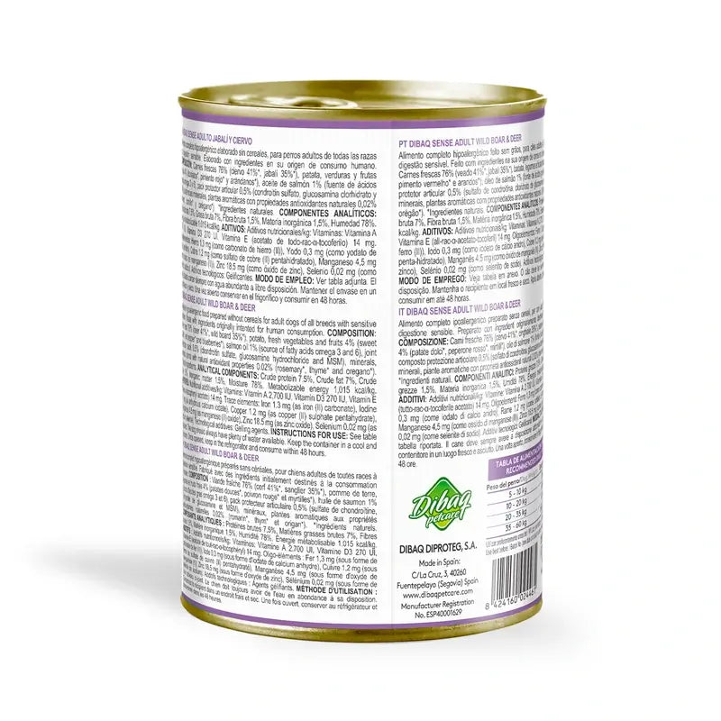 Dibaq Sense Wet Dog Food – Wild Boar and Venison, 12 x 380 g