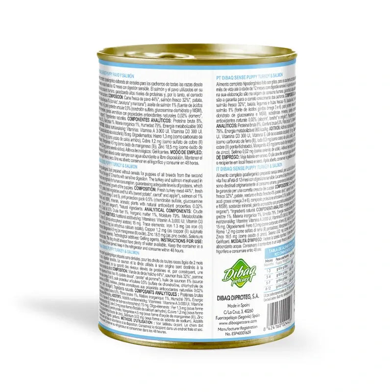Dibaq Sense Wet Dog Food – Salmon and Turkey for Puppies, 12 x 380 g