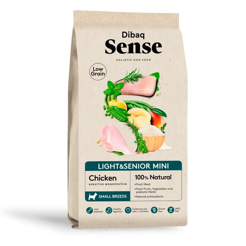 Dibaq Sense Low-Grain Chicken Light or Senior Mini Dog Food, 2 kg