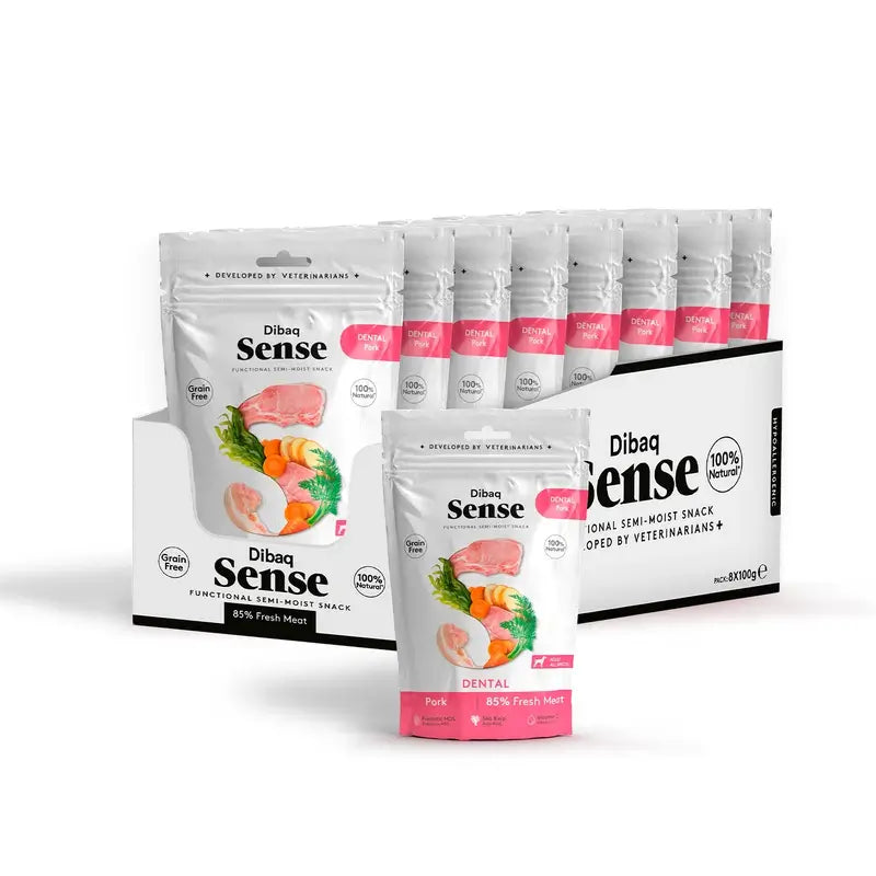 Dibaq Sense Dental Dog Snacks (Pork), 8 x 100 g