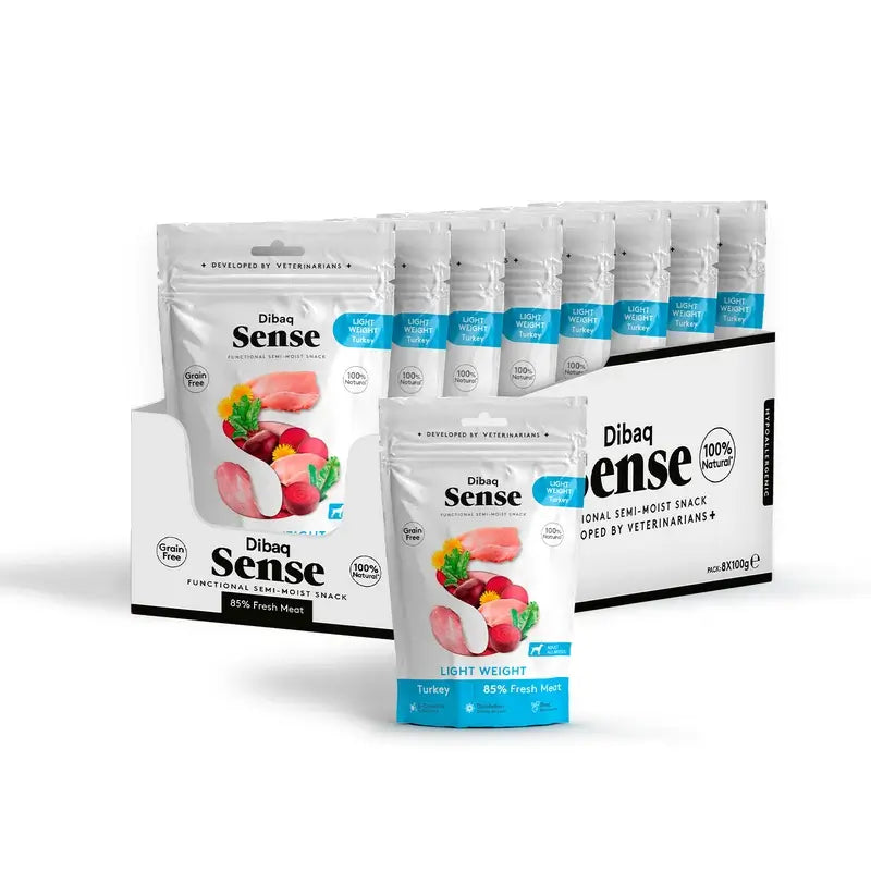 Dibaq Sense Light Weight Turkey Dog Snacks, 8 x 100 g
