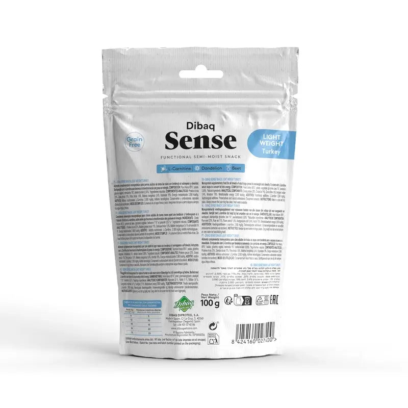 Dibaq Sense Light Weight Turkey Dog Snacks, 8 x 100 g