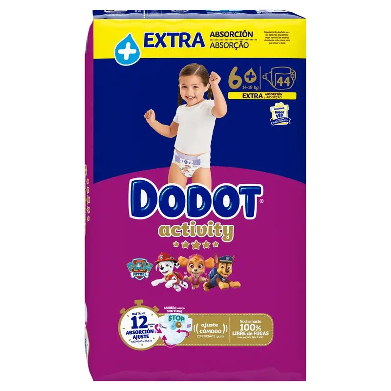 Dodot Activity Taille 6+ (+14 kg), 44 couches