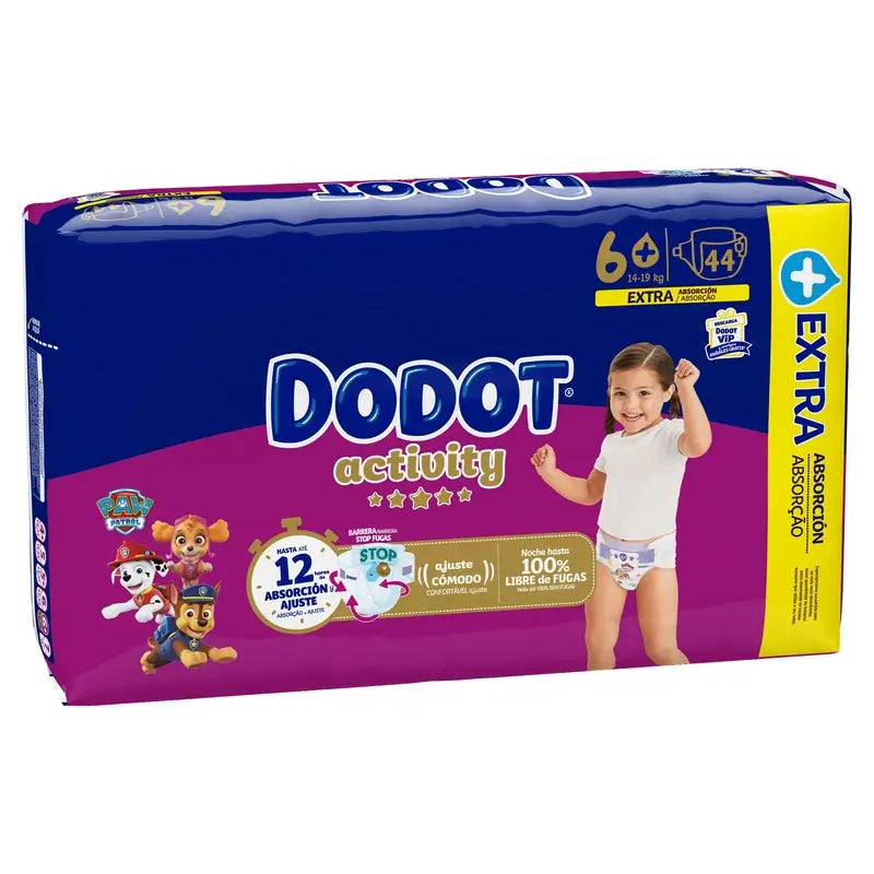 Dodot Activity Taille 6+ (+14 kg), 44 couches