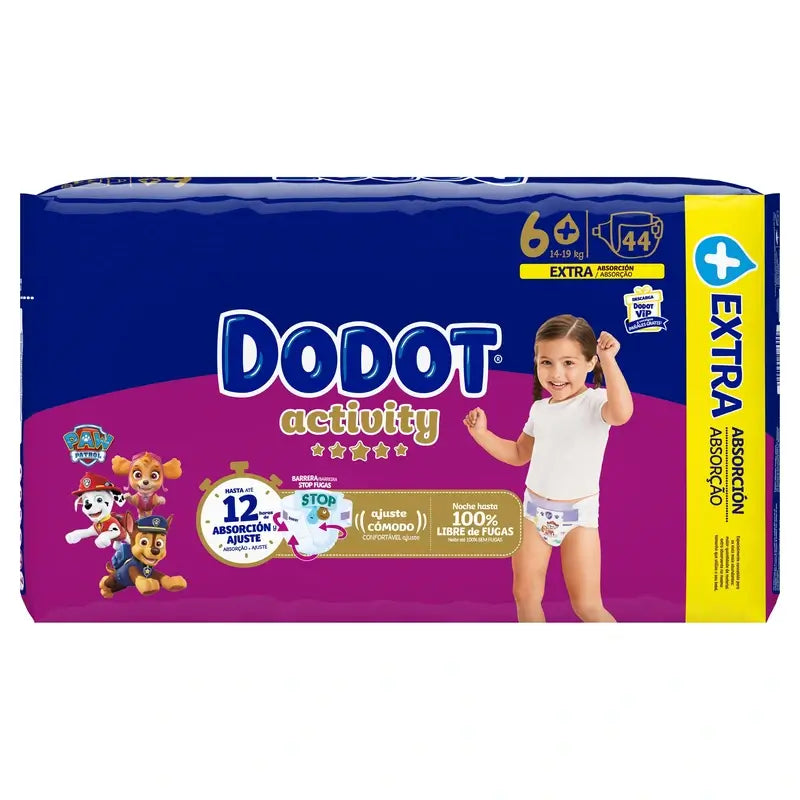 Dodot Activity Taille 6+ (+14 kg), 44 couches