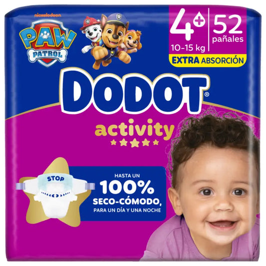 Dodot Activity Taille 4+ Extra Jumbo (10-15Kg), 52 couches