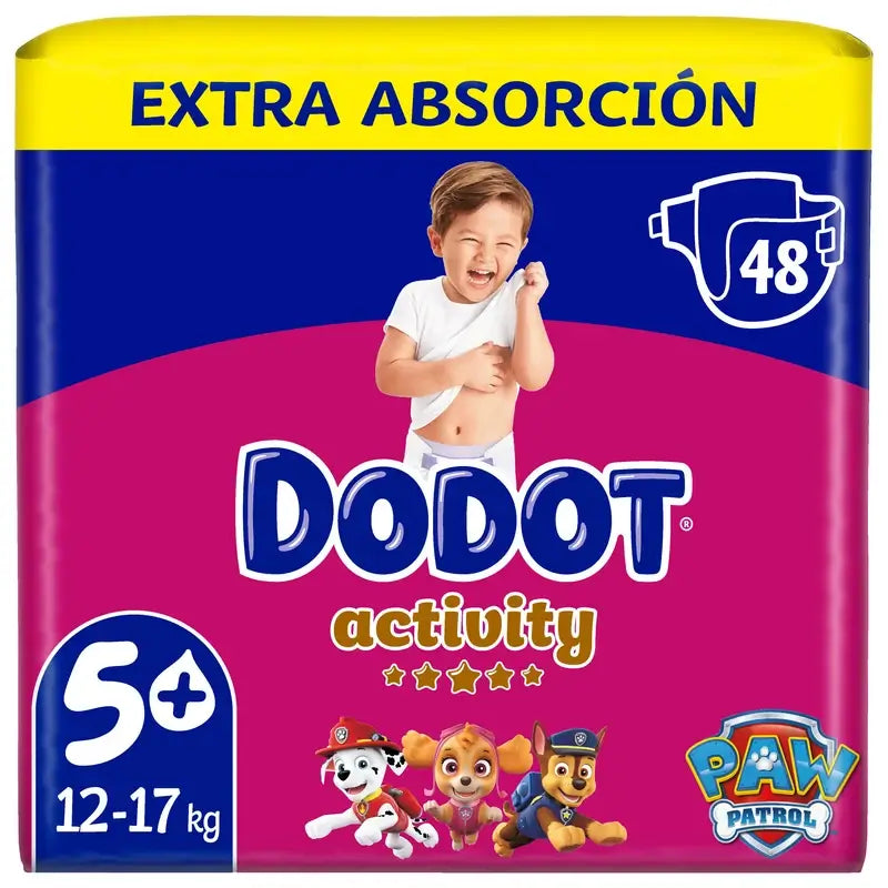 Dodot Activity Taille 5+ Extra Jumbo (12-17 Kg), 48 couches