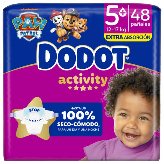 Dodot Activity Taille 5+ Extra Jumbo (12-17 Kg), 48 couches