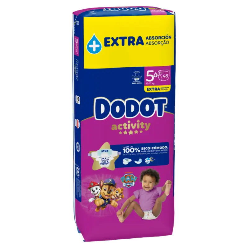 Dodot Activity Taille 5+ Extra Jumbo (12-17 Kg), 48 couches