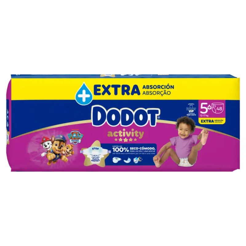 Dodot Activity Taille 5+ Extra Jumbo (12-17 Kg), 48 couches