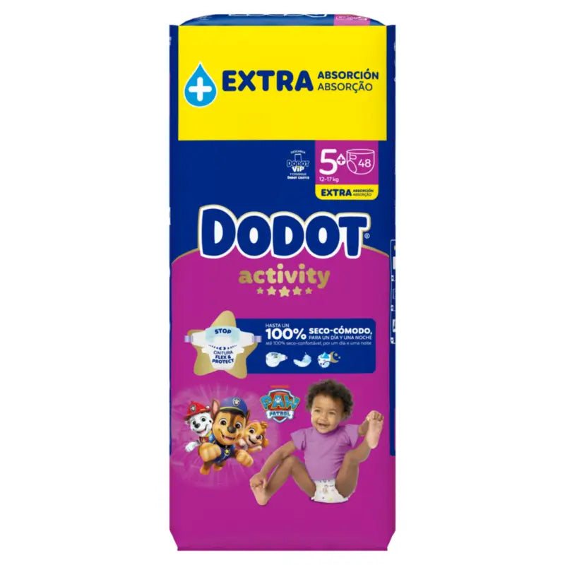 Dodot Activity Taille 5+ Extra Jumbo (12-17 Kg), 48 couches