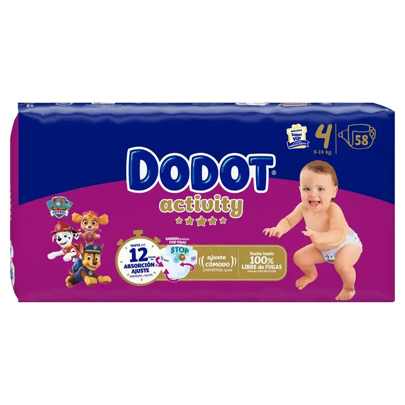 Dodot Activity Taille 4, 58 couches