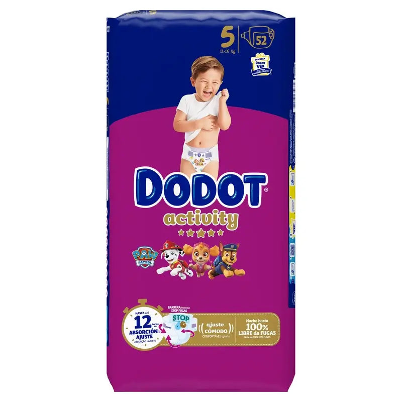 Dodot Activity Taille 5 (12-16 Kg), 52 couches