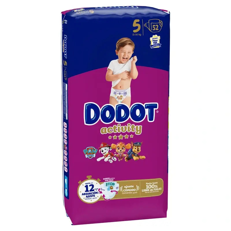 Dodot Activity Taille 5 (12-16 Kg), 52 couches