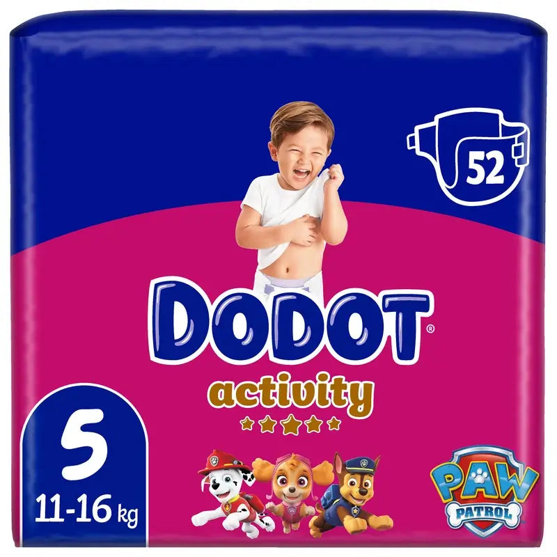 Dodot Activity Taille 5 (12-16 Kg), 52 couches