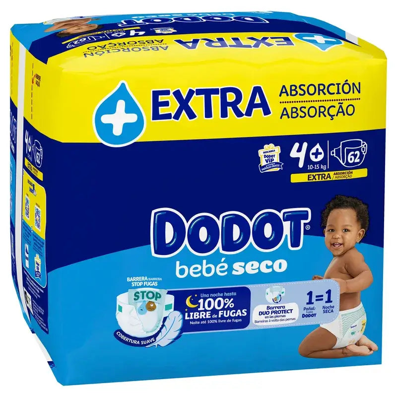 Dodot Baby Dry Taille 4 (10-15kg), 62 couches