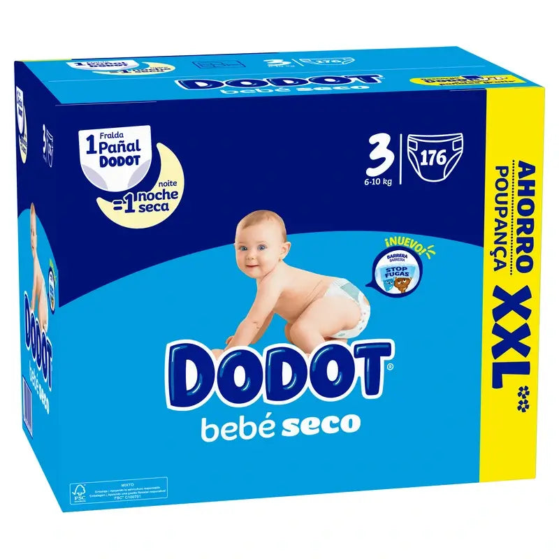 Dodot Baby Dry Nappy Size 3 , 176 units