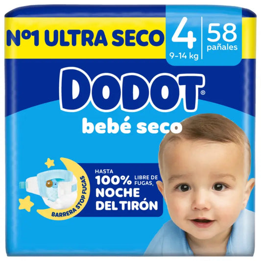 Dodot Baby Dry Taille 4 (9-14 Kg), 58 couches