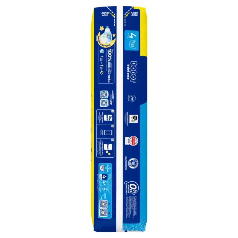 Dodot Baby Dry Taille 4 (9-14 Kg), 58 couches