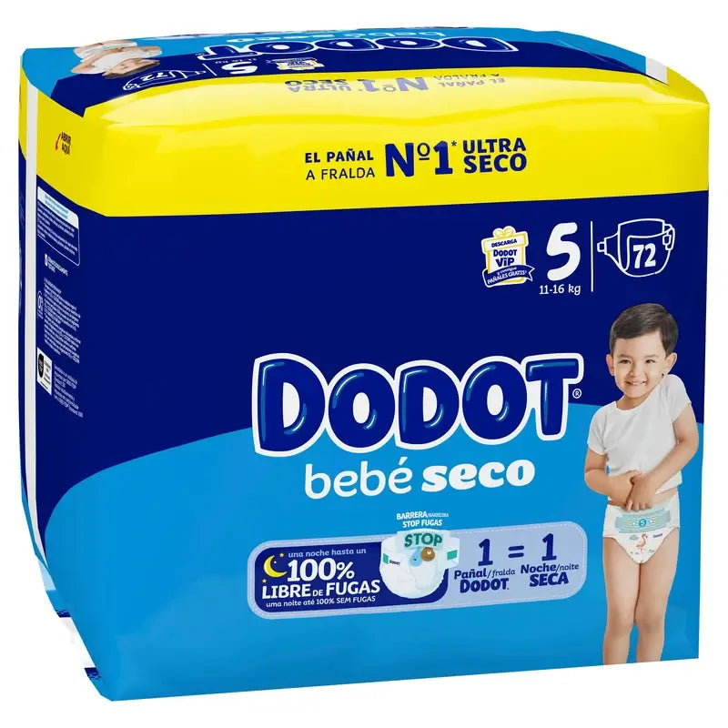 Dodot Baby Dry Taille 5 (11-16 Kg), 72 couches