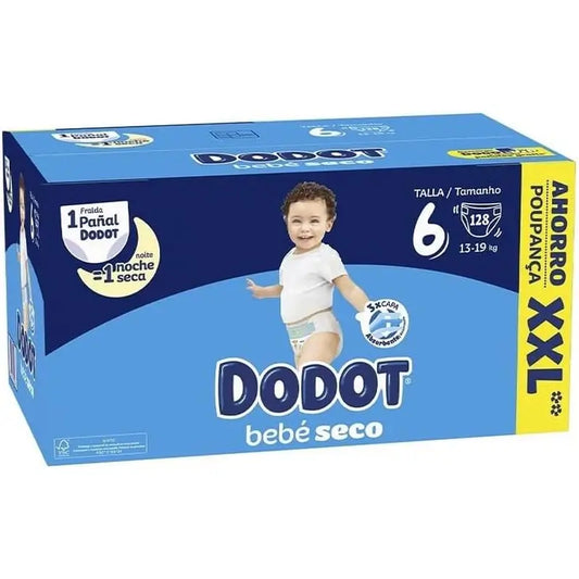 Dodot Baby Dry Taille 6, 13Kg-18Kg, 128 couches