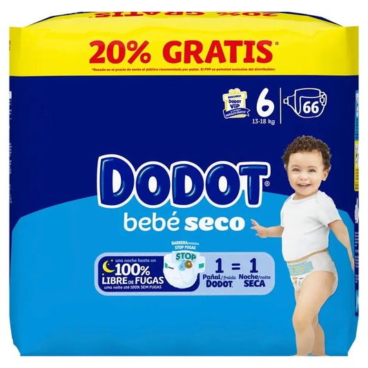 Dodot Baby Dry Taille 6, 13Kg-18Kg, 66 couches