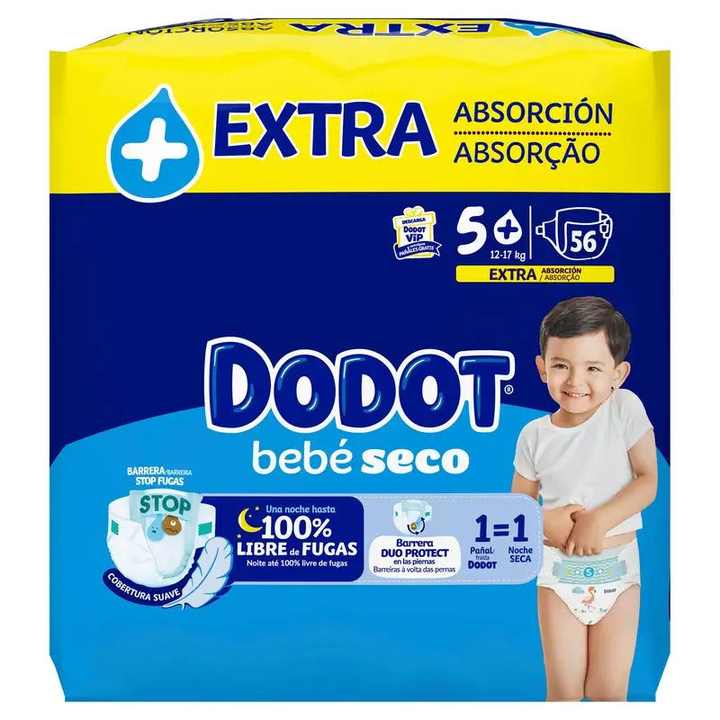 Dodot Baby Dry Taille 5 Extra Jumbo, 56 couches