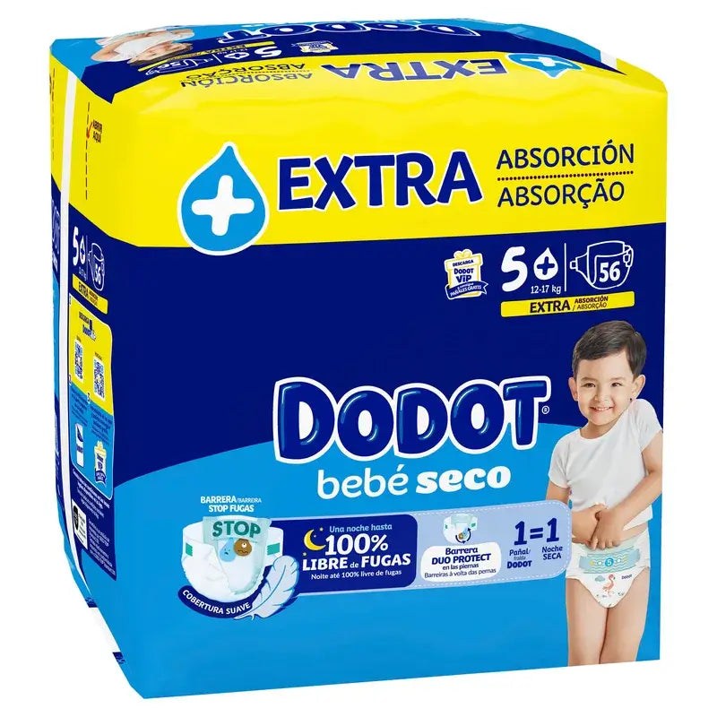 Dodot Baby Dry Taille 5 Extra Jumbo, 56 couches