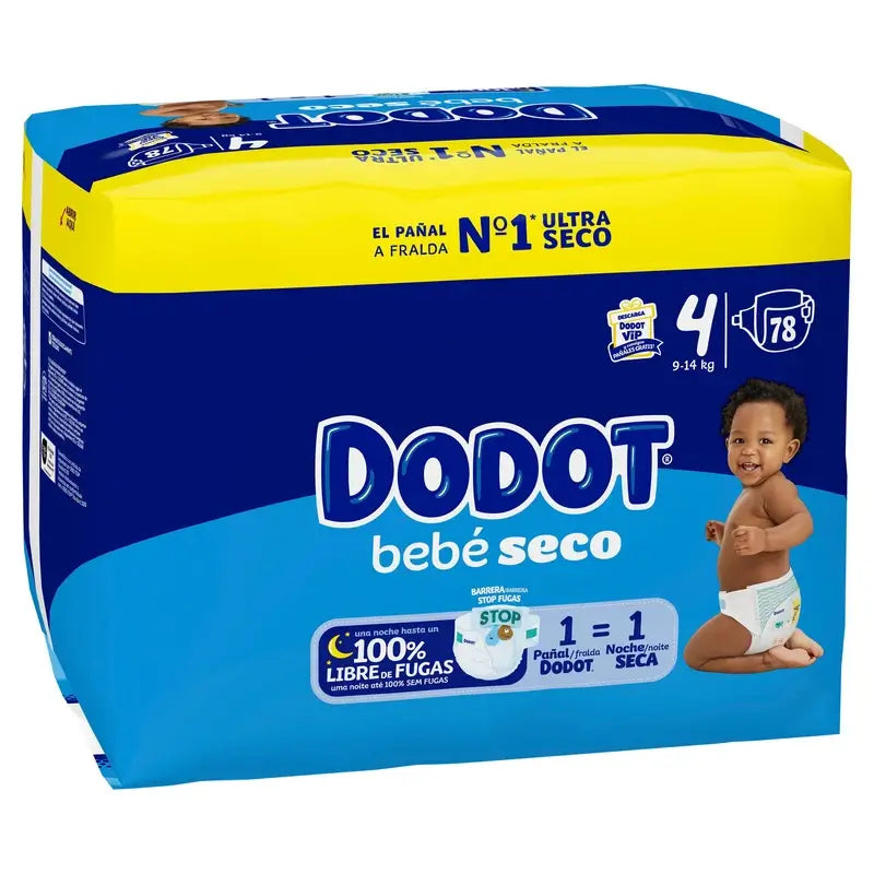 Dodot Baby Dry Taille 4 (9-14 Kg), 78 couches