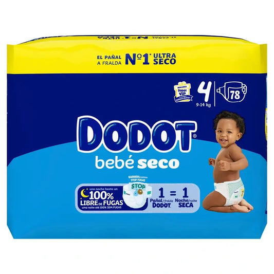 Dodot Baby Dry Taille 4 (9-14 Kg), 78 couches